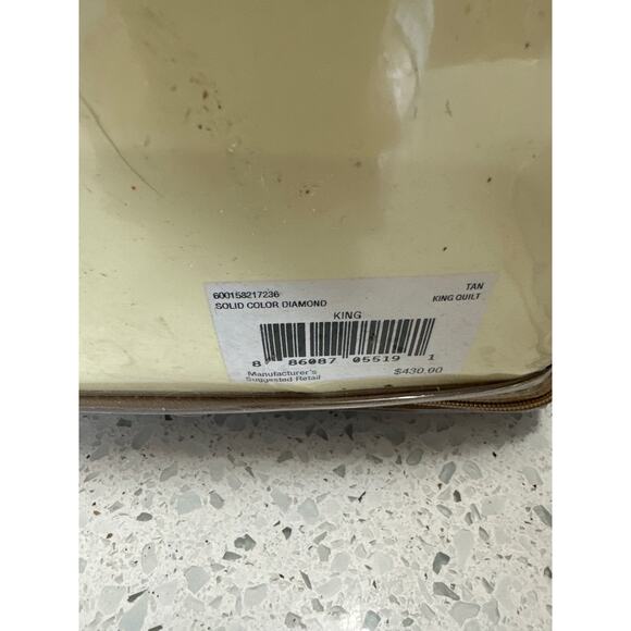 Lauren Ralph Lauren Home Collection Tan Solid Color Diamond King Quilt $438 MSRP - Picture 5 of 5